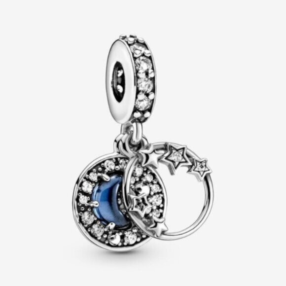 Pandora dark blue night sky star and moon charm - Picture 1 of 4